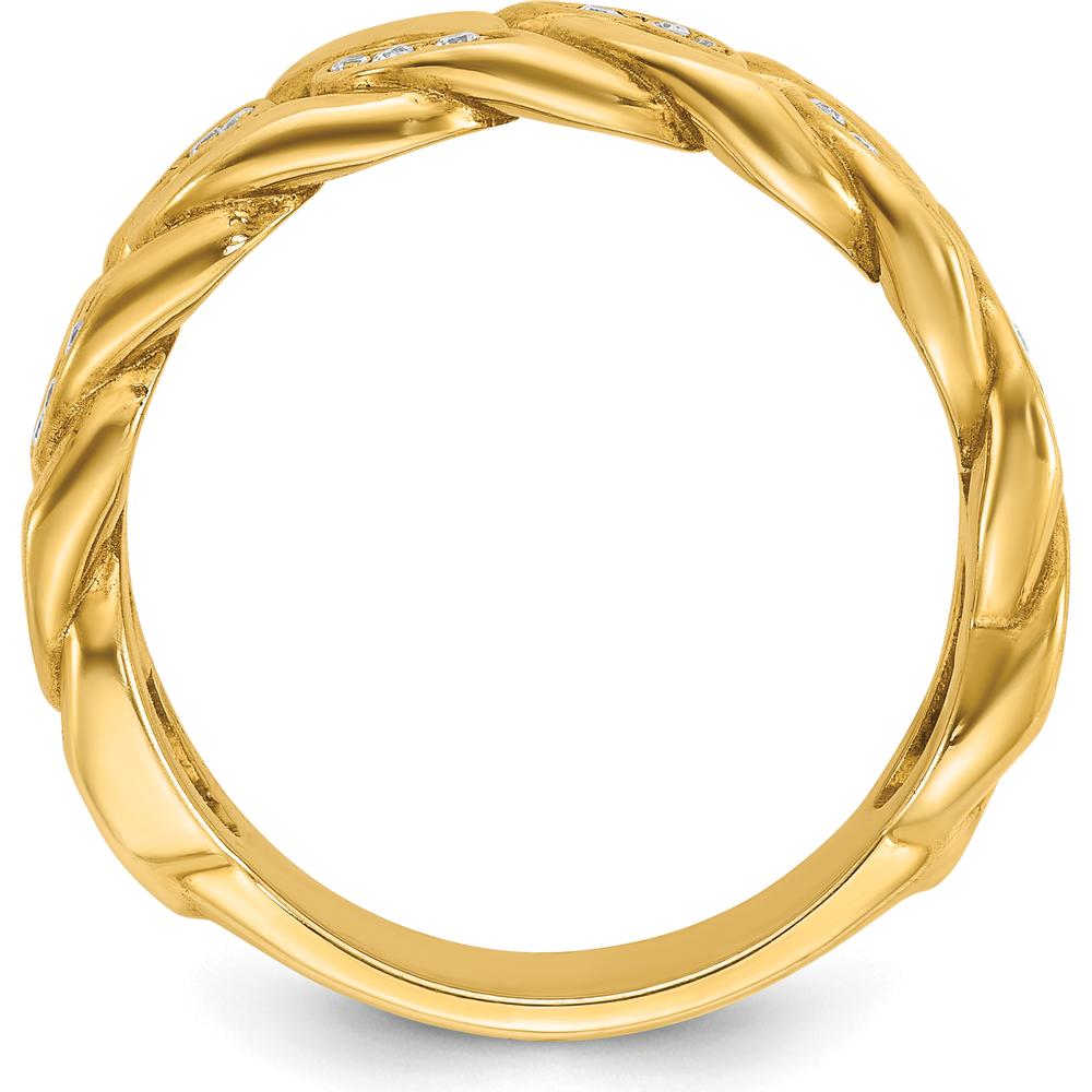 10K Yellow Gold Men's Link Design Diamond Ring with Polished Finish and Diamond Details by IBGoodman