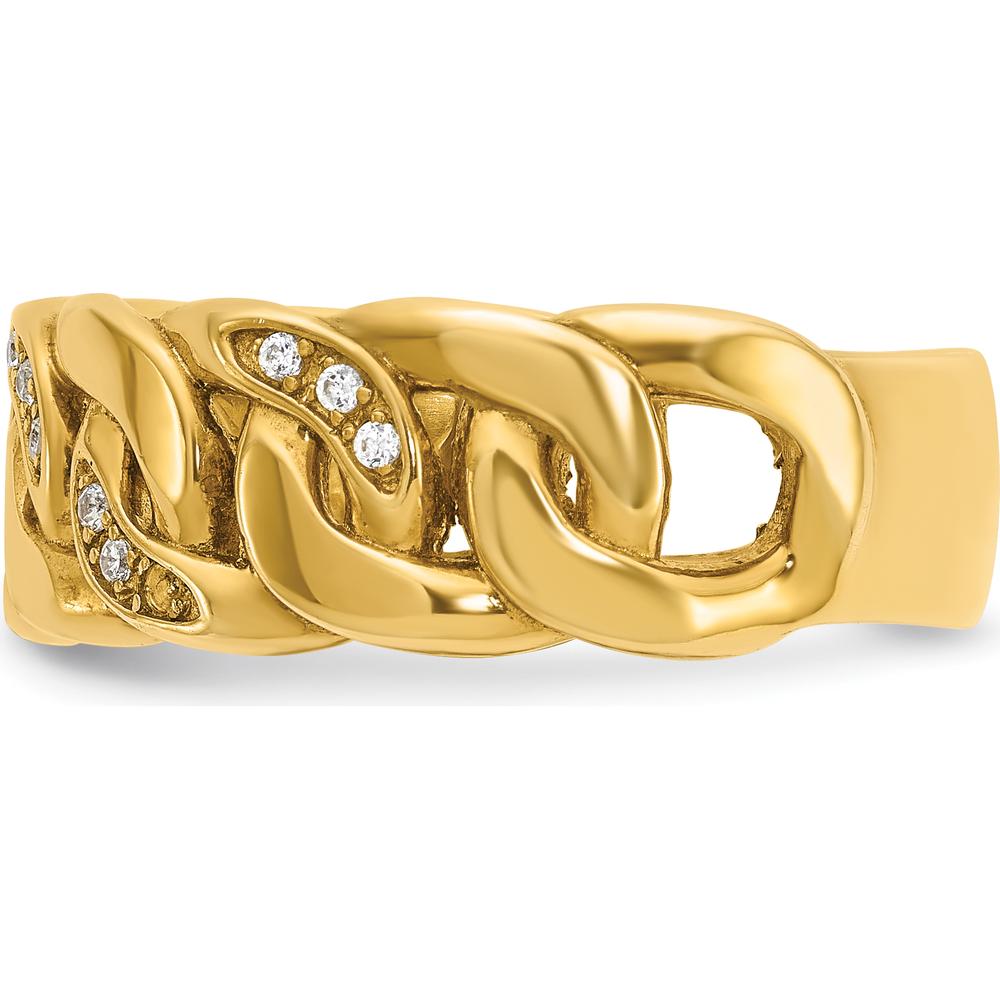 10K Yellow Gold Men's Link Design Diamond Ring with Polished Finish and Diamond Details by IBGoodman
