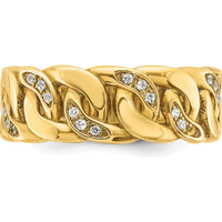 10K Yellow Gold Men's Link Design Diamond Ring with Polished Finish and Diamond Details by IBGoodman