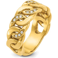 10K Yellow Gold Men's Link Design Diamond Ring with Polished Finish and Diamond Details by IBGoodman