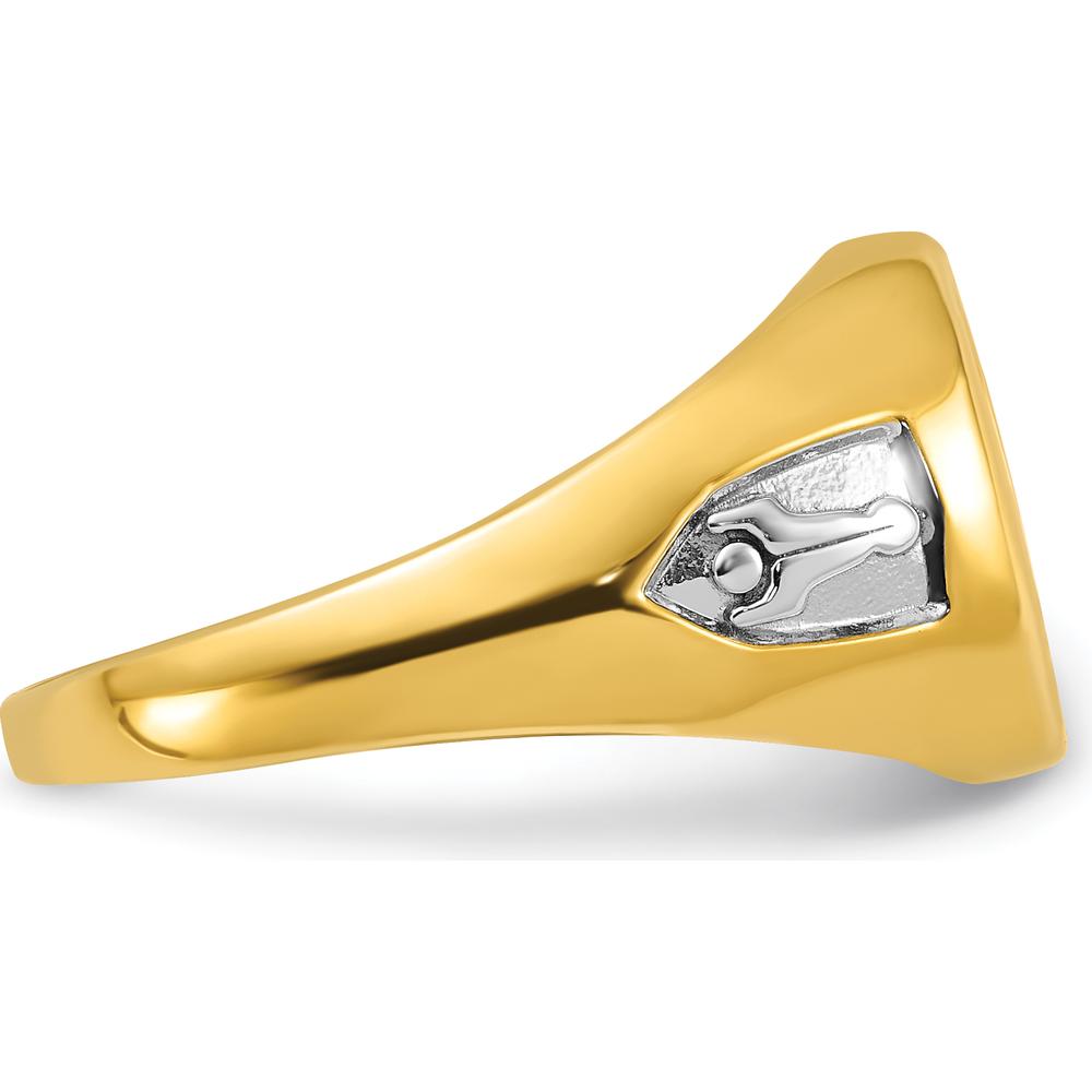 10K Yellow Gold Men's Masonic Ring with Cushion-Cut Lab Created Blue Spinel - 12x10mm by IBGoodman