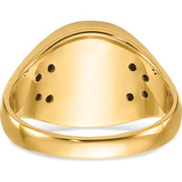 10K Yellow Gold Men's Masonic Ring with Lab Created Cushion Cut Ruby and Black Enamel Detail