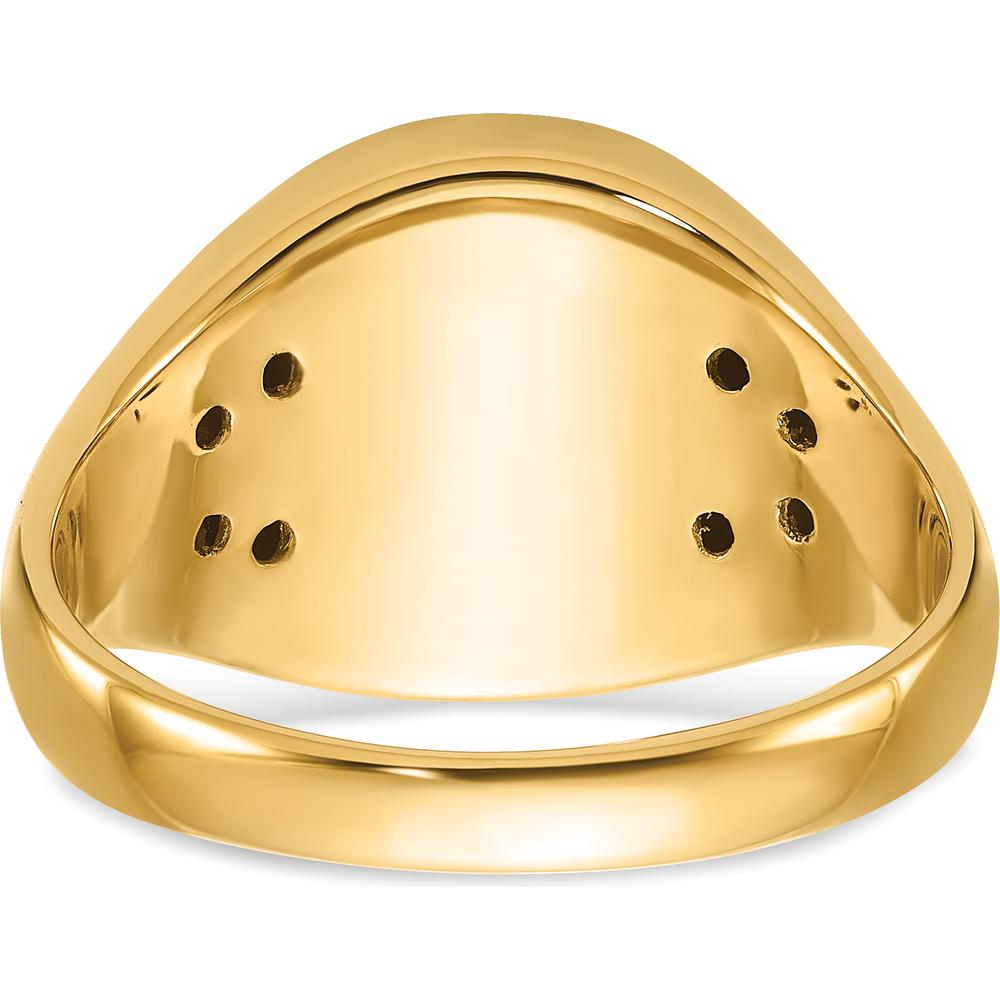 10K Yellow Gold Men's Masonic Ring with Lab Created Cushion Cut Ruby and Black Enamel Detail