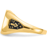10K Yellow Gold Men's Masonic Ring with Lab-Created Ruby and Black Enamel Accents