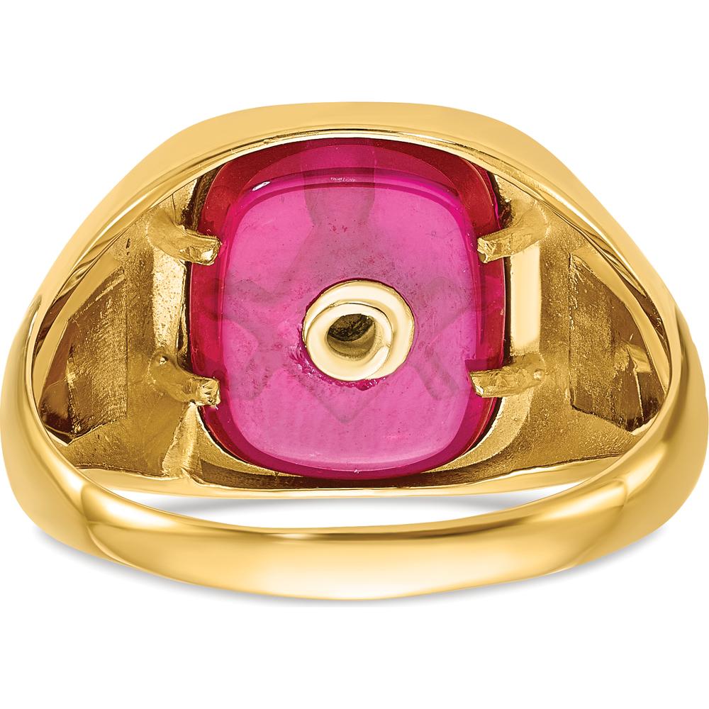 10k Gold Ring Ruby Masonic Ring Vintage 1950's Masonic Hand Etched