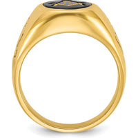 10K Yellow Gold Men's Masonic Ring with Oval Onyx Stone - 12x10 mm