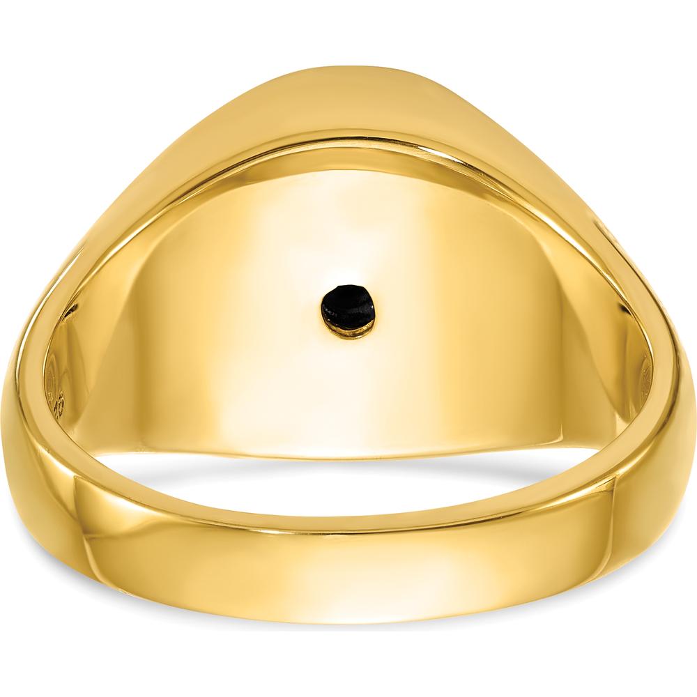 10K Yellow Gold Men's Masonic Ring with Oval Onyx Stone - 12x10 mm