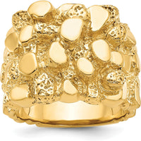 10K Yellow Gold Men's Nugget Ring - Polished Finish and Rugged Design by IBGoodman