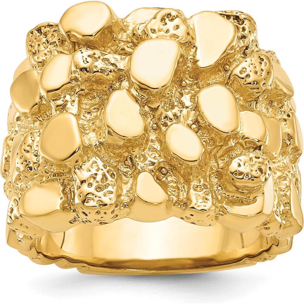 10K Yellow Gold Men's Nugget Ring - Polished Finish and Rugged Design by IBGoodman