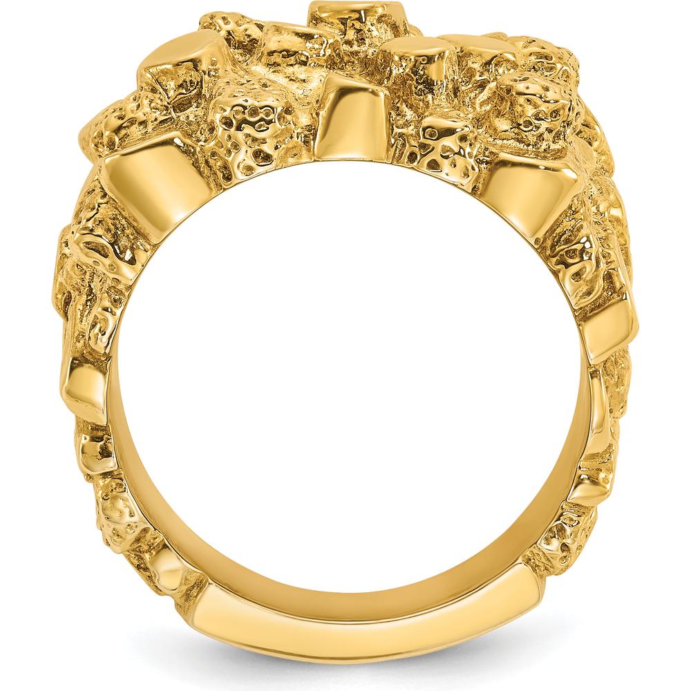 10K Yellow Gold Men's Nugget Ring - Polished Finish and Rugged Design by IBGoodman