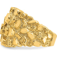 10K Yellow Gold Men's Nugget Ring - Polished Finish and Rugged Design by IBGoodman