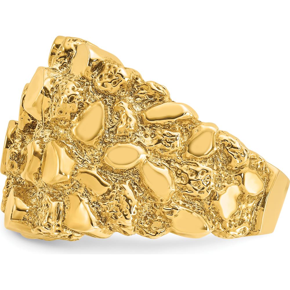10K Yellow Gold Men's Nugget Ring - Polished Finish and Rugged Design by IBGoodman