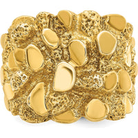 10K Yellow Gold Men's Nugget Ring - Polished Finish and Rugged Design by IBGoodman