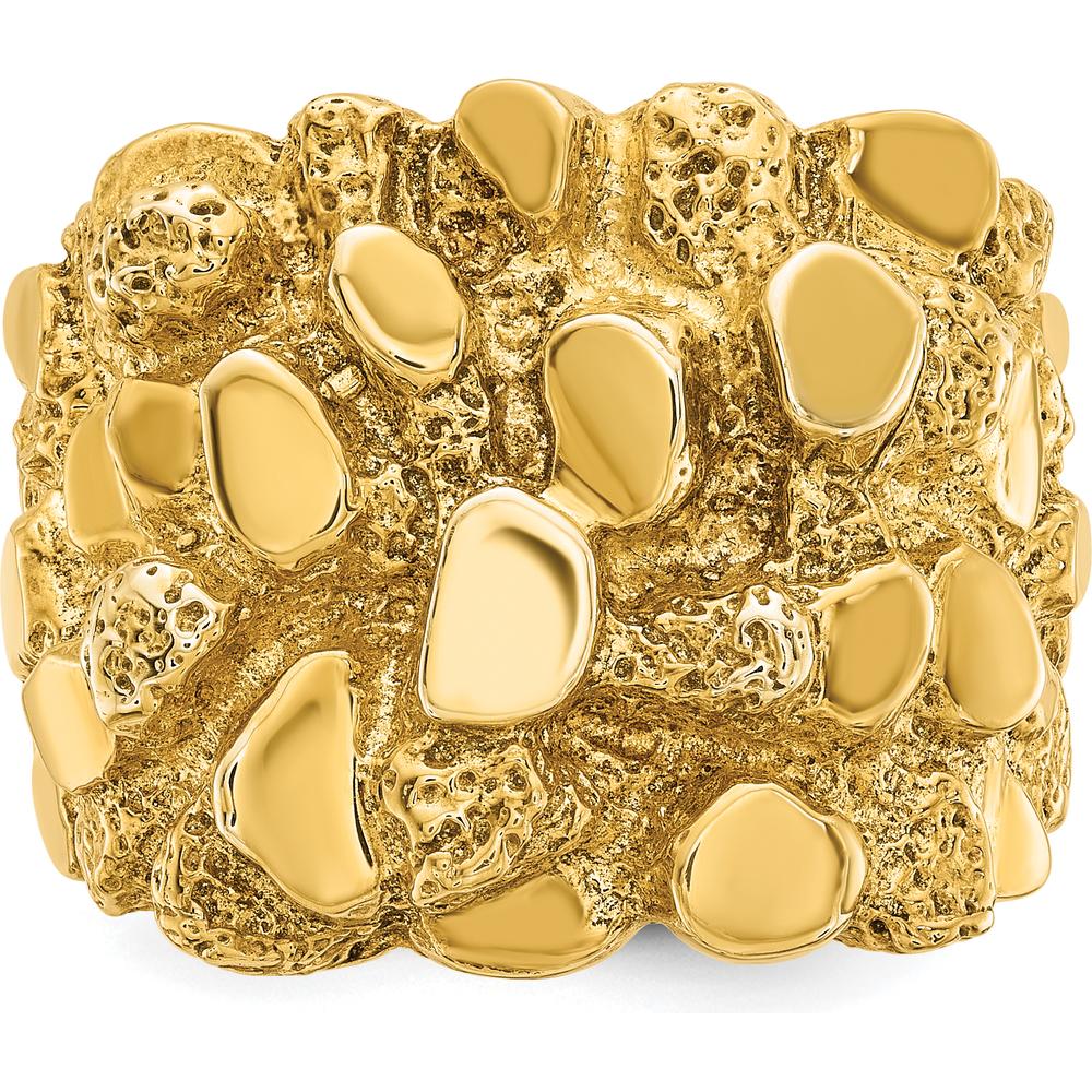 10K Yellow Gold Men's Nugget Ring - Polished Finish and Rugged Design by IBGoodman