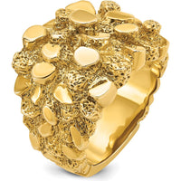 10K Yellow Gold Men's Nugget Ring - Polished Finish and Rugged Design by IBGoodman