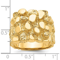 10K Yellow Gold Men's Nugget Ring - Polished Finish and Rugged Design by IBGoodman
