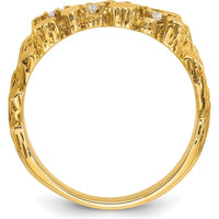 10K Yellow Gold Men's Nugget Ring with Round Faceted Diamonds - 0.079 Carats Total Diamond Weight by IBGoodman
