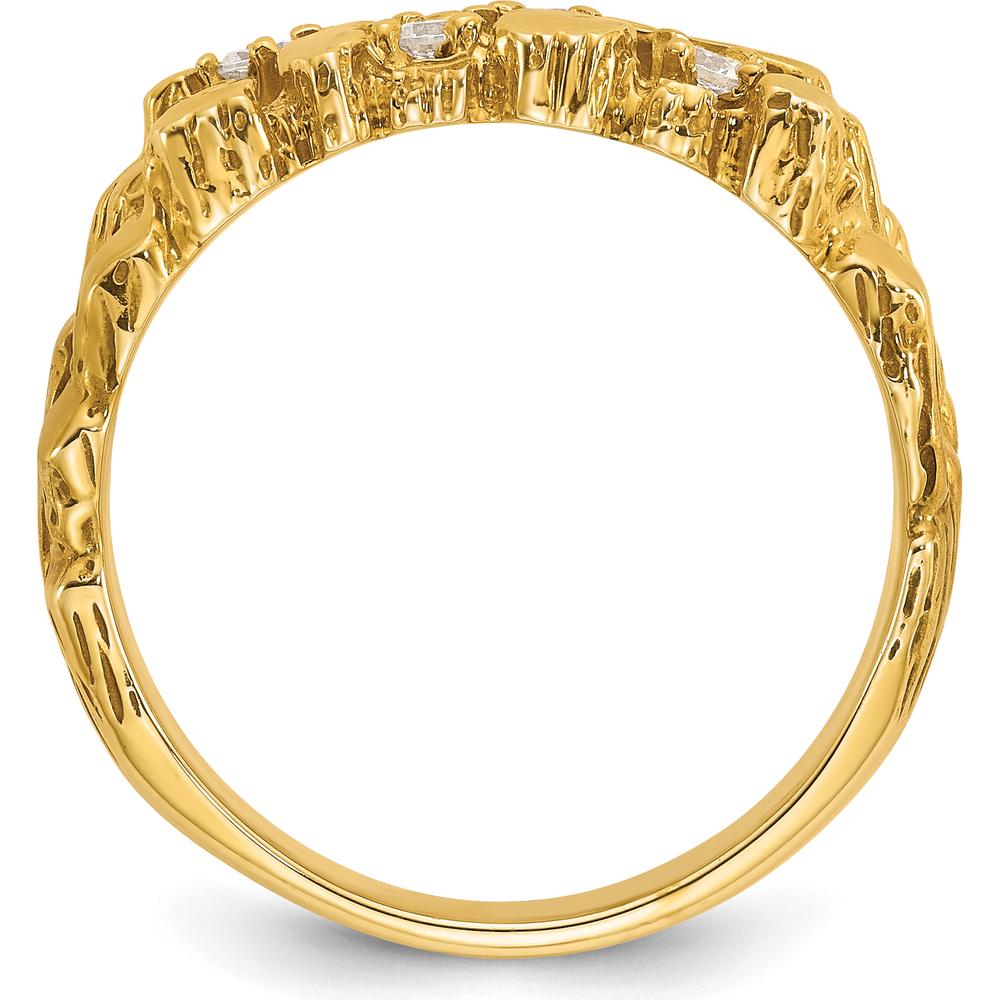10K Yellow Gold Men's Nugget Ring with Round Faceted Diamonds - 0.079 Carats Total Diamond Weight by IBGoodman