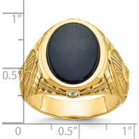 10K Yellow Gold Men's Onyx and Diamond Ring with 0.05 Carats Total Diamond Weight by IBGoodman