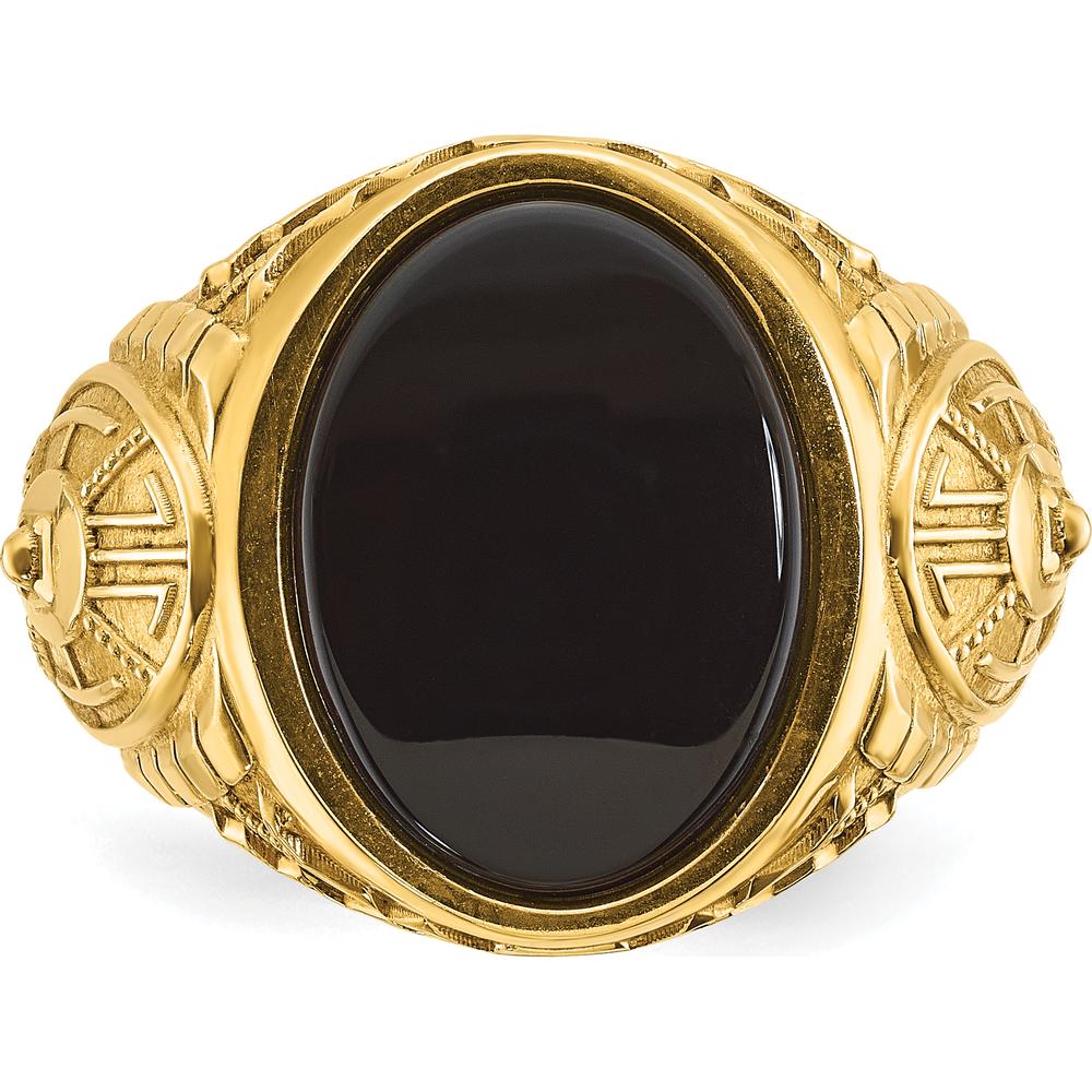 10K Yellow Gold Men's Onyx and Diamond Ring with 0.05 Carats Total Diamond Weight by IBGoodman
