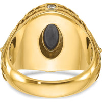 10K Yellow Gold Men's Onyx and Diamond Ring with 0.05 Carats Total Diamond Weight by IBGoodman