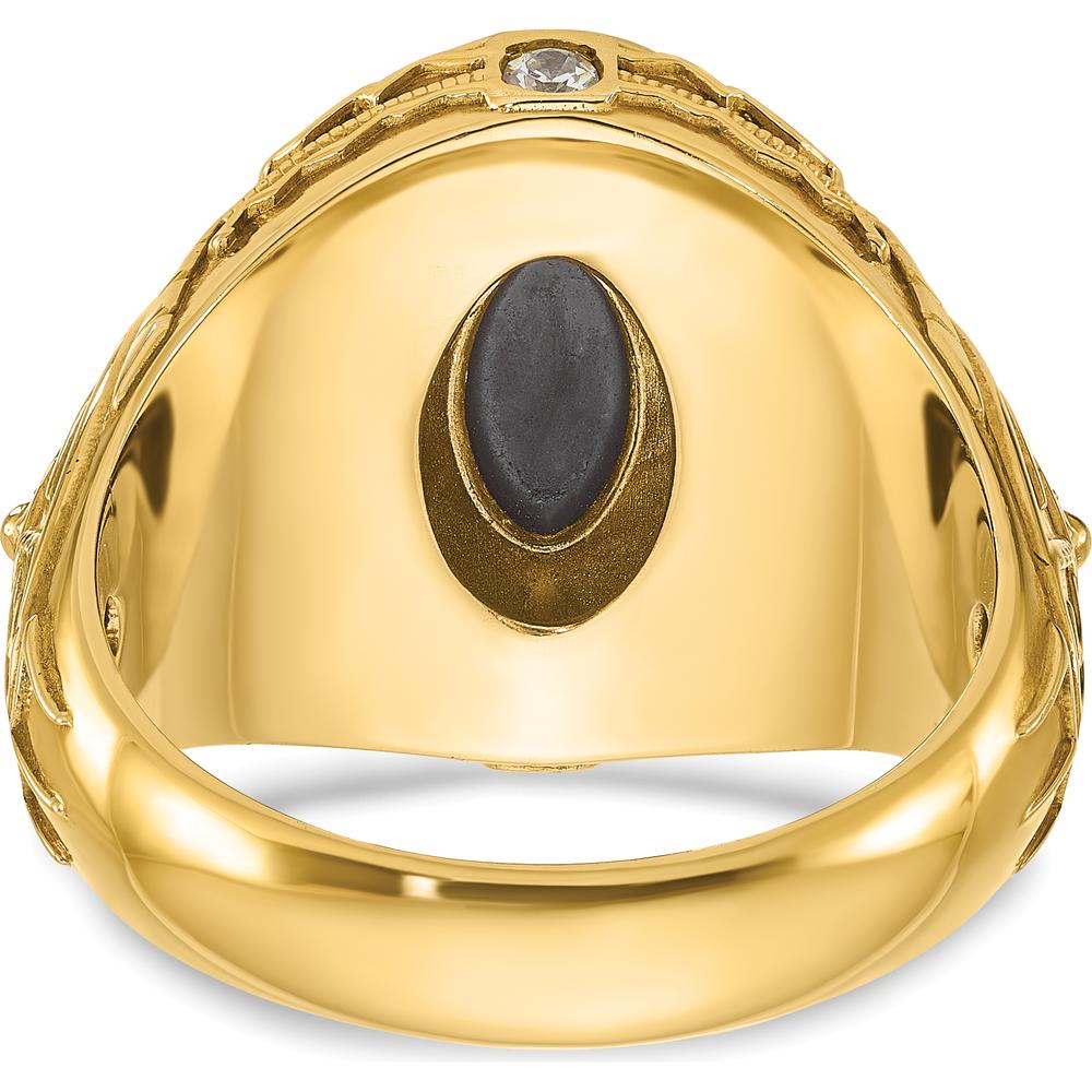 10K Yellow Gold Men's Onyx and Diamond Ring with 0.05 Carats Total Diamond Weight by IBGoodman