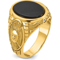 10K Yellow Gold Men's Onyx and Diamond Ring with 0.05 Carats Total Diamond Weight by IBGoodman