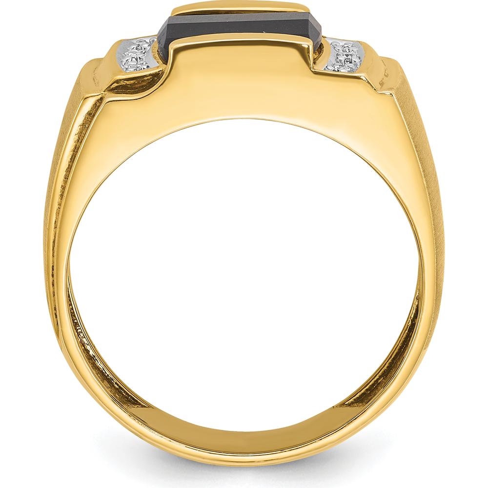 10K Yellow Gold Men's Onyx and Round Diamond Band Ring - 2.16 Carats Onyx and 0.07 Carats Total Diamond Weight by IBGoodman