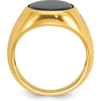 10K Yellow Gold Men's Oval Onyx and Round Diamond Ring - 0.041 Carats Total Diamond Weight by IBGoodman
