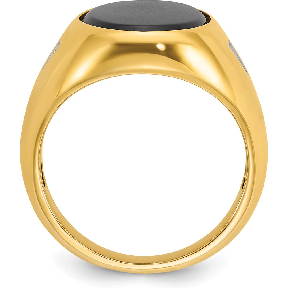 10K Yellow Gold Men's Oval Onyx and Round Diamond Ring - 0.041 Carats Total Diamond Weight by IBGoodman