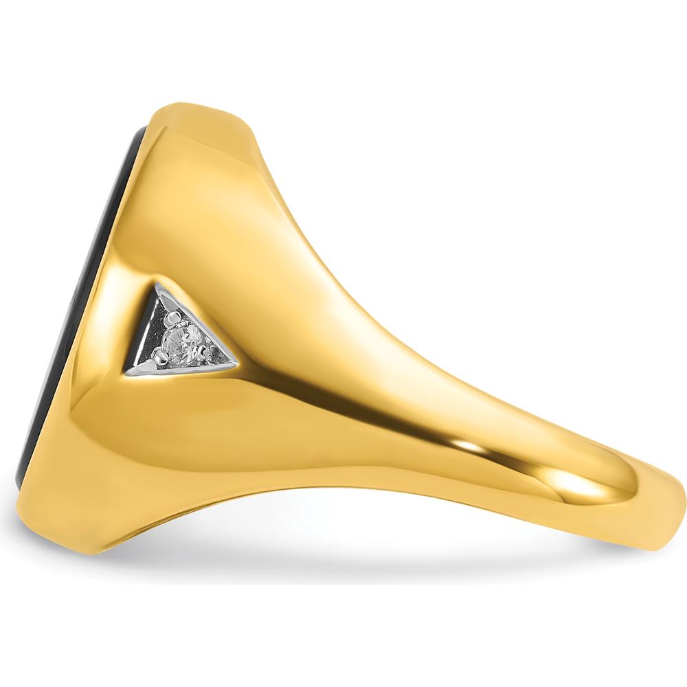 10K Yellow Gold Men's Oval Onyx and Round Diamond Ring - 0.041 Carats Total Diamond Weight by IBGoodman
