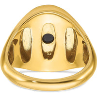 10K Yellow Gold Men's Oval Onyx and Round Diamond Ring - 0.041 Carats Total Diamond Weight by IBGoodman