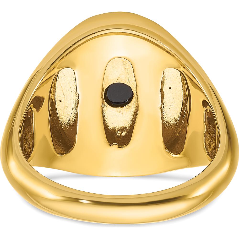 10K Yellow Gold Men's Oval Onyx and Round Diamond Ring - 0.041 Carats Total Diamond Weight by IBGoodman