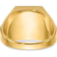 10K Yellow Gold Men's Polished and Antiqued Masonic Ring with Cushion Cut Lab-Created Blue Spinel - 12x10mm