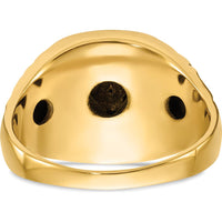 10K Yellow Gold Men's Polished and Antiqued Masonic Ring with Round Diamonds - 0.04 Carat Total Diamond Weight