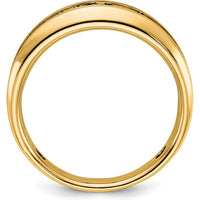 10K Yellow Gold Men's Polished and Brushed Band with Black and White Diamonds by IBGoodman