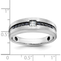10K Yellow Gold Men's Polished and Brushed Band with Black and White Diamonds by IBGoodman