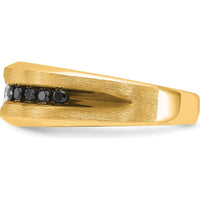 10K Yellow Gold Men's Polished and Brushed Band with Black and White Diamonds by IBGoodman