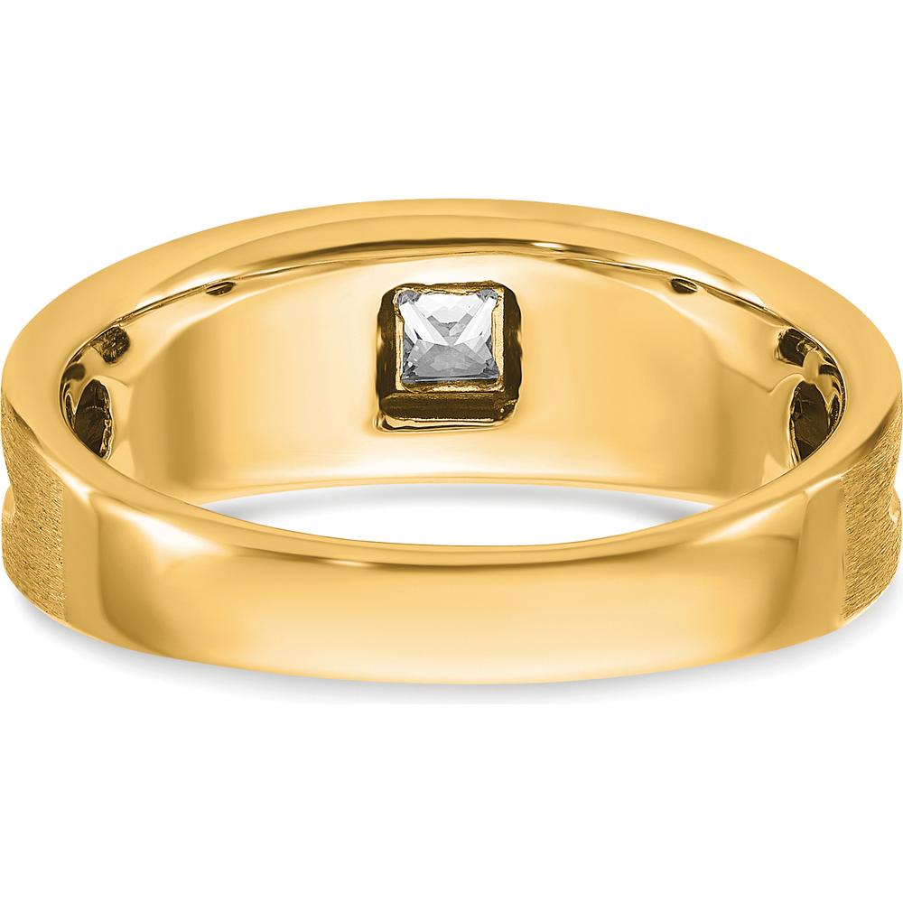 10K Yellow Gold Men's Polished and Brushed Band with Black and White Diamonds by IBGoodman