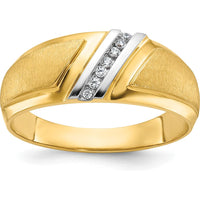 10K Yellow Gold Men's Polished and Satin Band Ring - Modern Design by IBGoodman