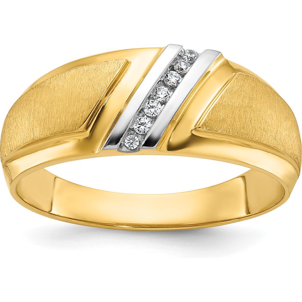 10K Yellow Gold Men's Polished and Satin Band Ring - Modern Design by IBGoodman