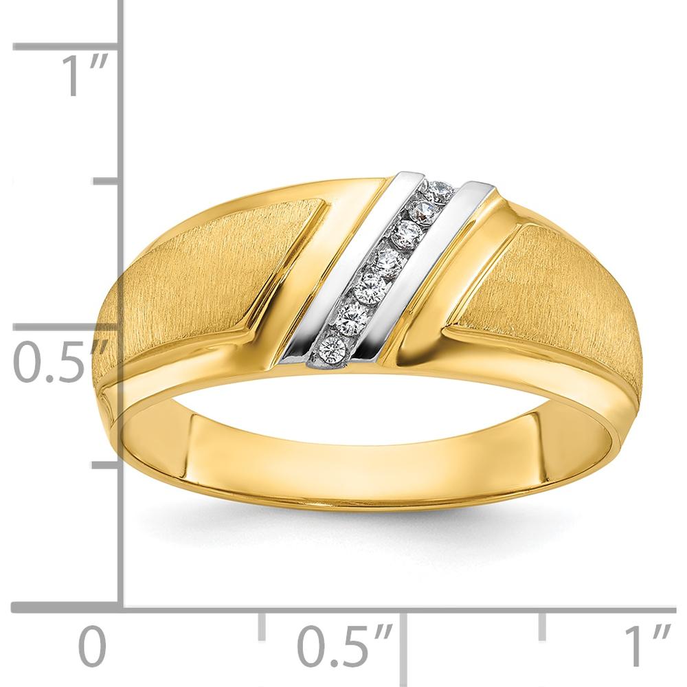 10K Yellow Gold Men's Polished and Satin Band Ring - Modern Design by IBGoodman