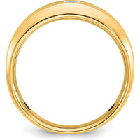 10K Yellow Gold Men's Polished and Satin Band with Square Faceted Diamond - 0.16 Carats Diamond Weight by IBGoodman