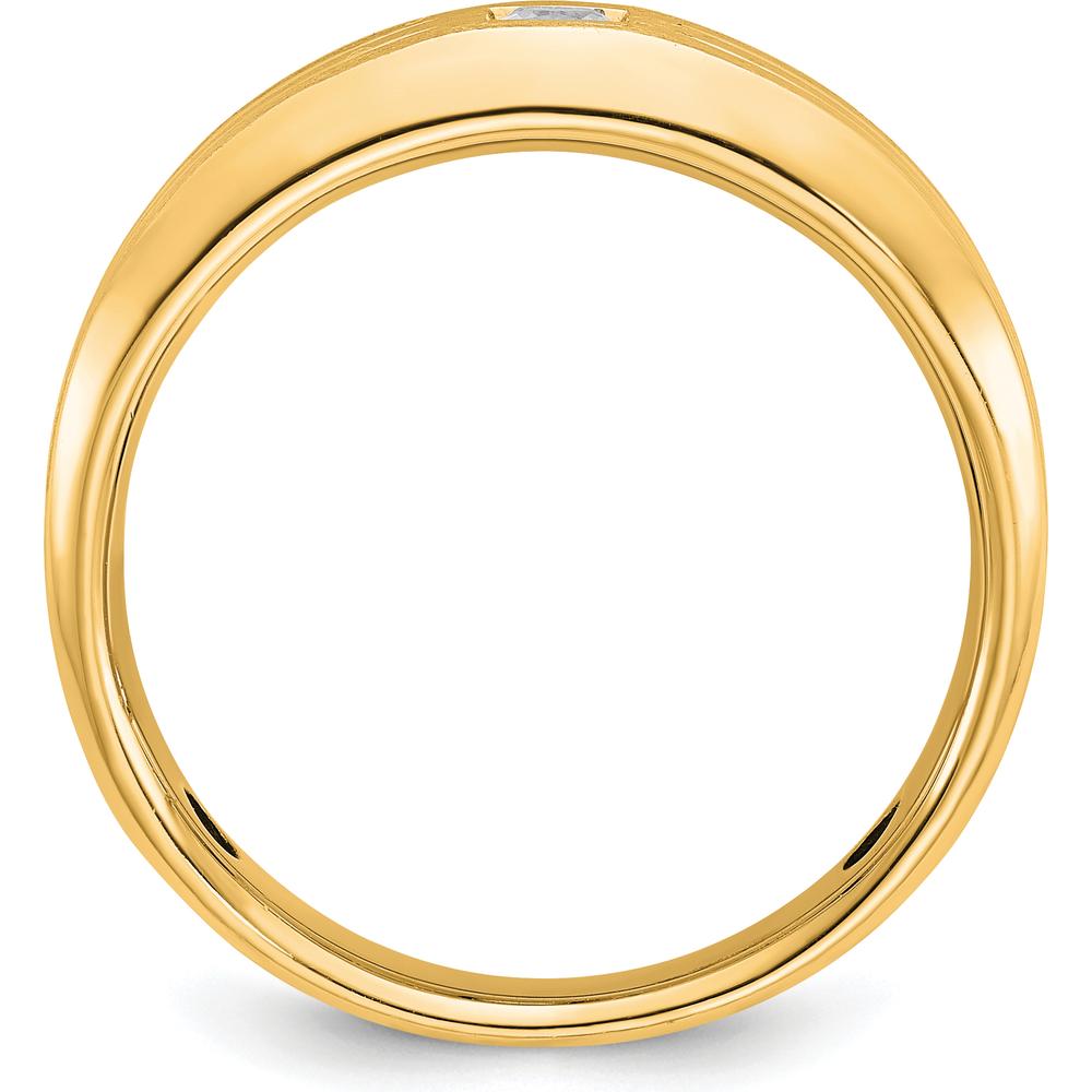 10K Yellow Gold Men's Polished and Satin Band with Square Faceted Diamond - 0.16 Carats Diamond Weight by IBGoodman