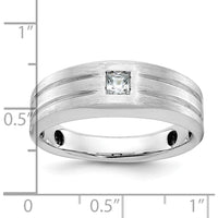 10K Yellow Gold Men's Polished and Satin Band with Square Faceted Diamond - 0.16 Carats Diamond Weight by IBGoodman