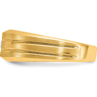 10K Yellow Gold Men's Polished and Satin Band with Square Faceted Diamond - 0.16 Carats Diamond Weight by IBGoodman
