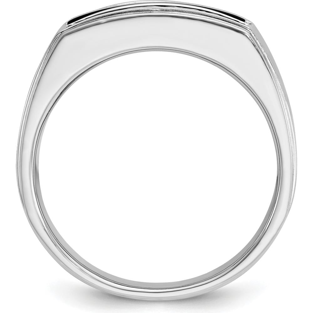 10K Yellow Gold Men's Polished and Satin Onyx Ring with 1/6 Carat A Quality Diamonds by IBGoodman