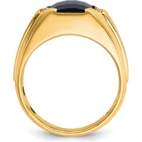 10K Yellow Gold Men's Polished and Satin Onyx Ring with 2 A-Quality Round Diamonds - 0.02 Carats Total Diamond Weight by IBGoodman