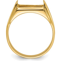 10K Yellow Gold Men's Polished and Textured Masonic Ring Mounting for 12x10mm Rectangular Stone