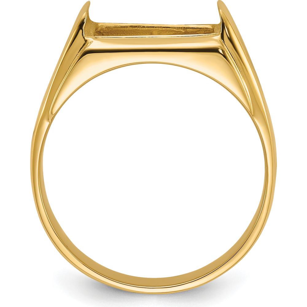 10K Yellow Gold Men's Polished and Textured Masonic Ring Mounting for 12x10mm Rectangular Stone